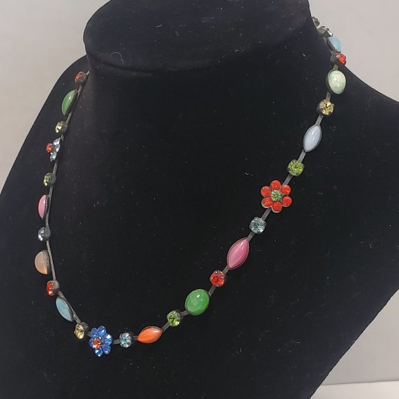 Atlantis Berline Germany Vintage Gemstone Flower Necklace - Picture 5 of 11